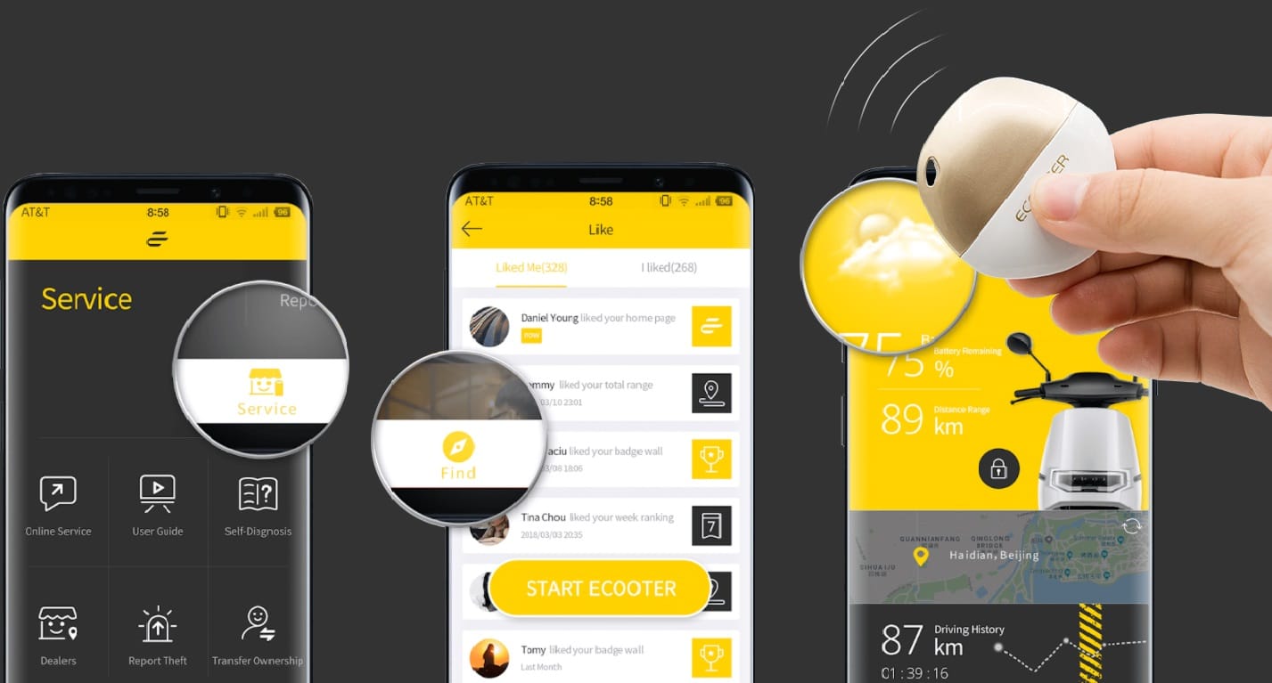 Ecooter E2 Front Elektroroller App Keyless